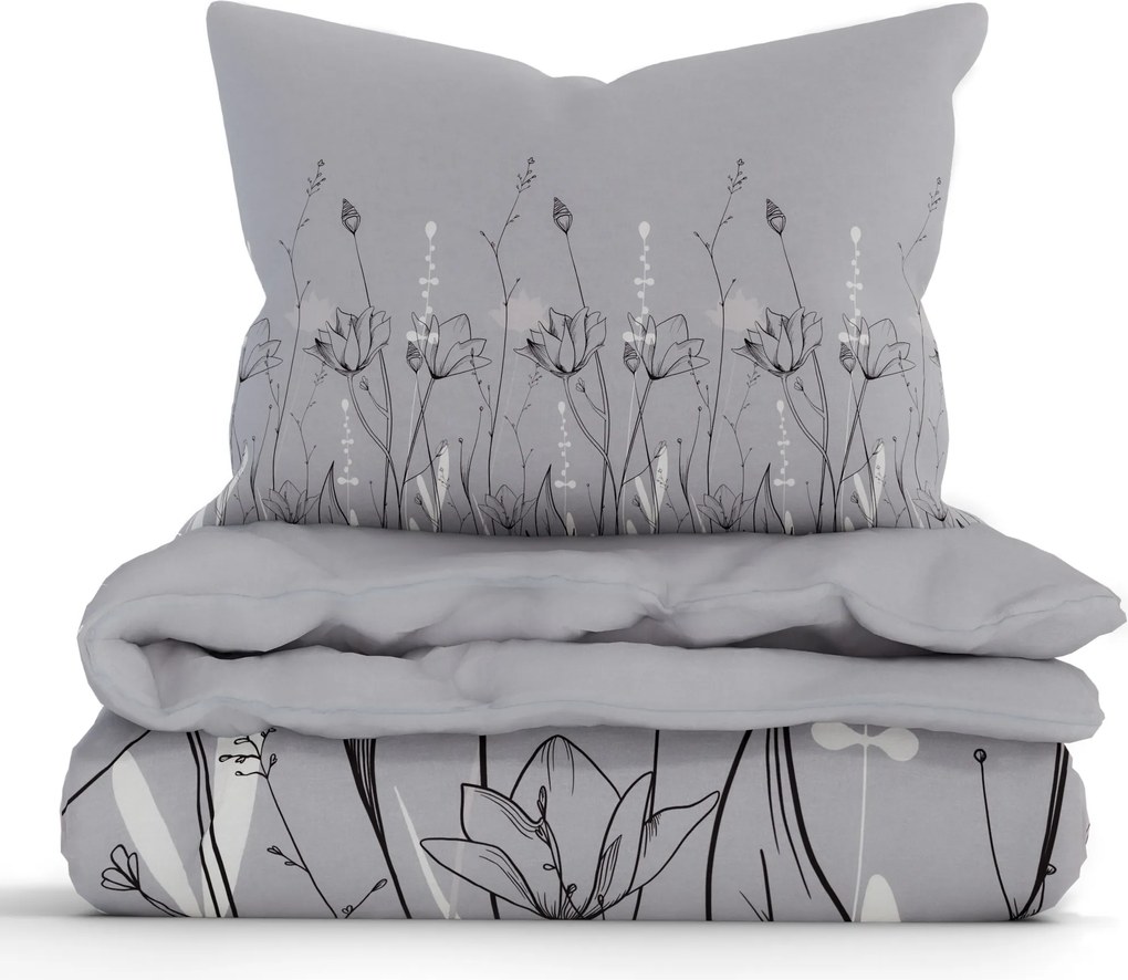 Predĺžené bavlnené obliečky Renforcé – Aneta šedá