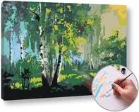 Maľovanie podľa čísel PRECHÁDZKA LESOM  – nízka náročnosť