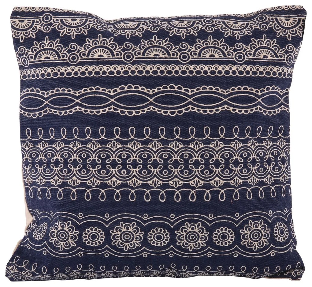 Vzorovaný modrý vankúš s výplňou Markant - 45 * 45cm