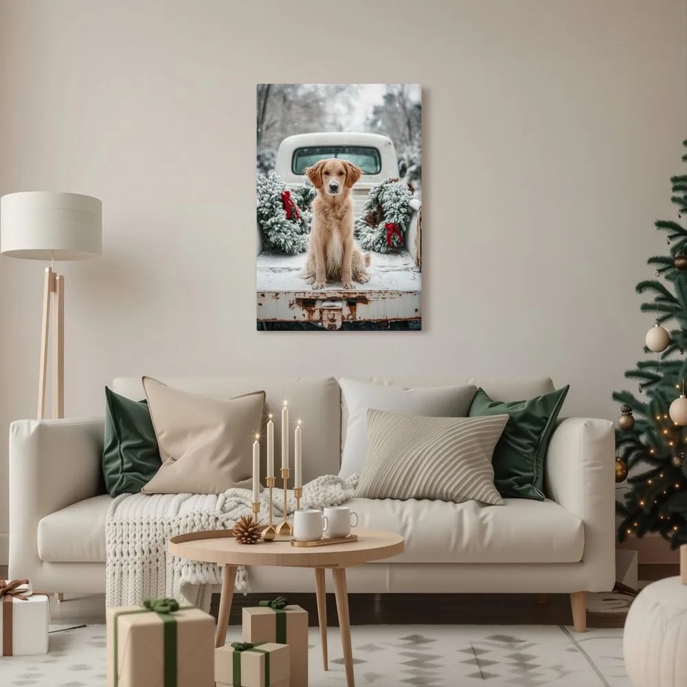 Obraz vianočná atmosféra so psom