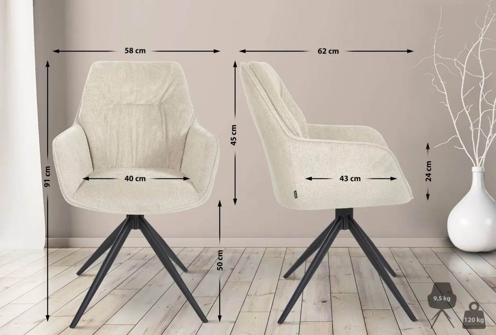 Jedálenská stolička Jules - látka - Krémová