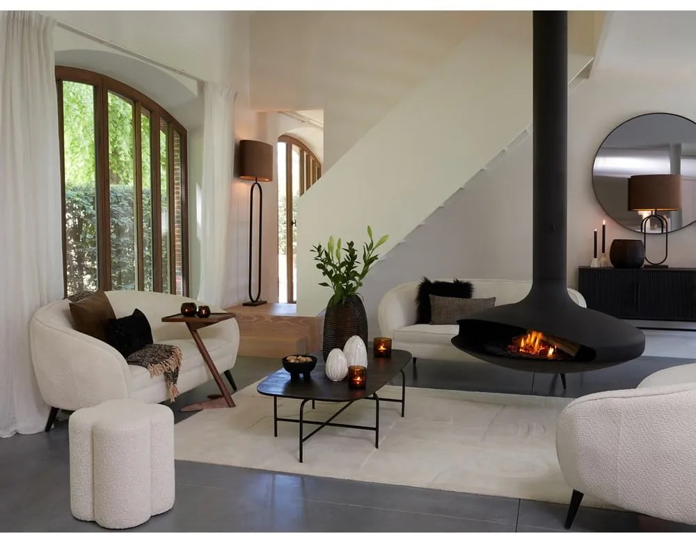 Krémový taburet z textílie buklé Nalani – Light &amp; Living