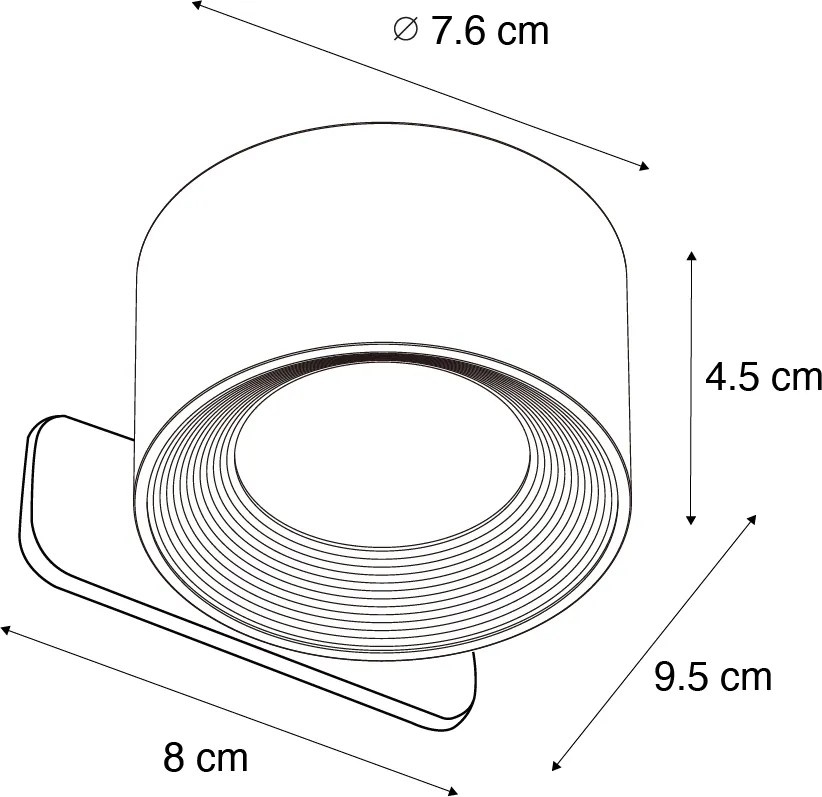 Moderné nástenné a stropné svietidlo čierne vrátane nabíjateľnej LED - Bright