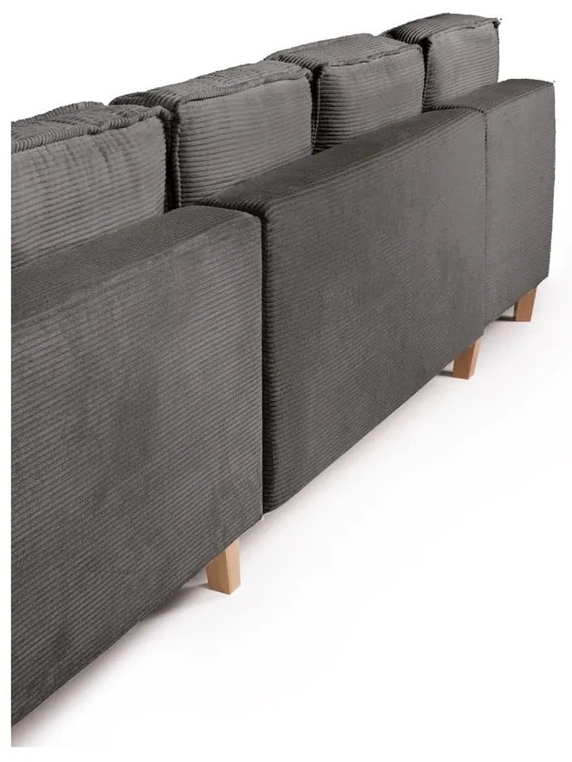 Sivá menčestrová rozkladacia rohová pohovka (pravý roh/do tvaru "U") Tori – Bonami Selection