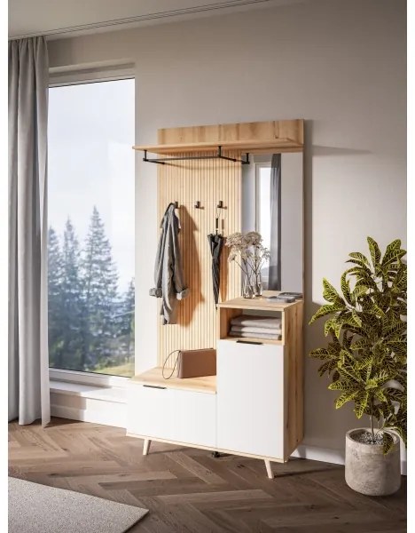 Predsieňová stena so zrkadlom SVEN hnedá/biela