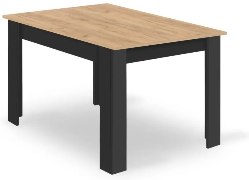 Jedálenský set 1 + 4, stôl MADO 120x80 cm čierna/dub artisan + čierna zamatová stolička LAVA s čiernymi nohami