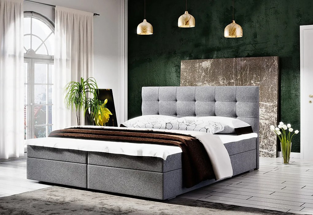 Čalúnená posteľ LAKE 2 + matrac - cosmic100 / 140x200 / s vrchným matracom