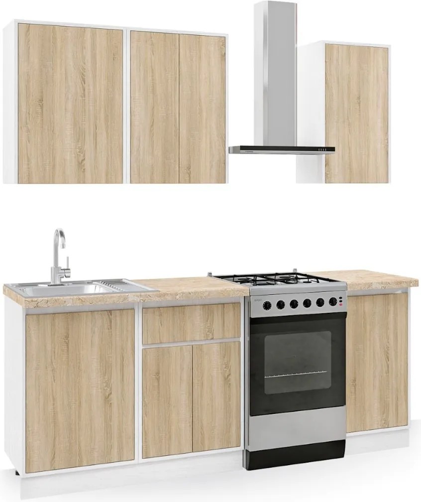 Kuchynská linka 140 MATEO, dub sonoma-biela