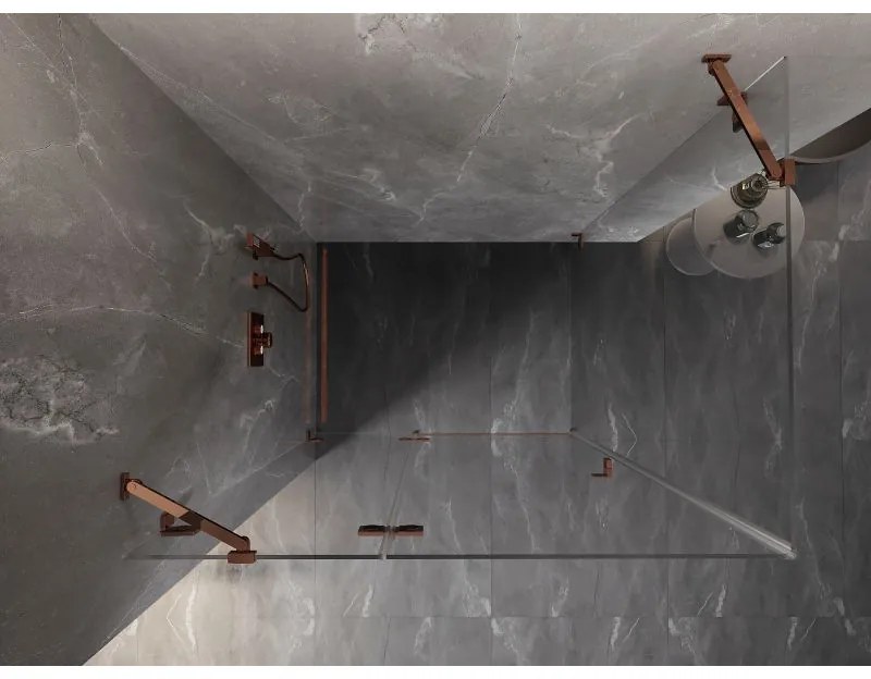 Mexen Lunar, 1-krídlový sprchový kút, ľavý, 75 x 70 cm, 8mm číre sklo, ružové zlato profil, 834-075-070-60-00-L