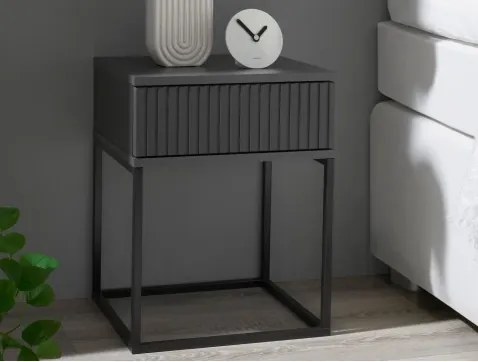 Nočný stolík s 1 zásuvkou Marle, grafitový%