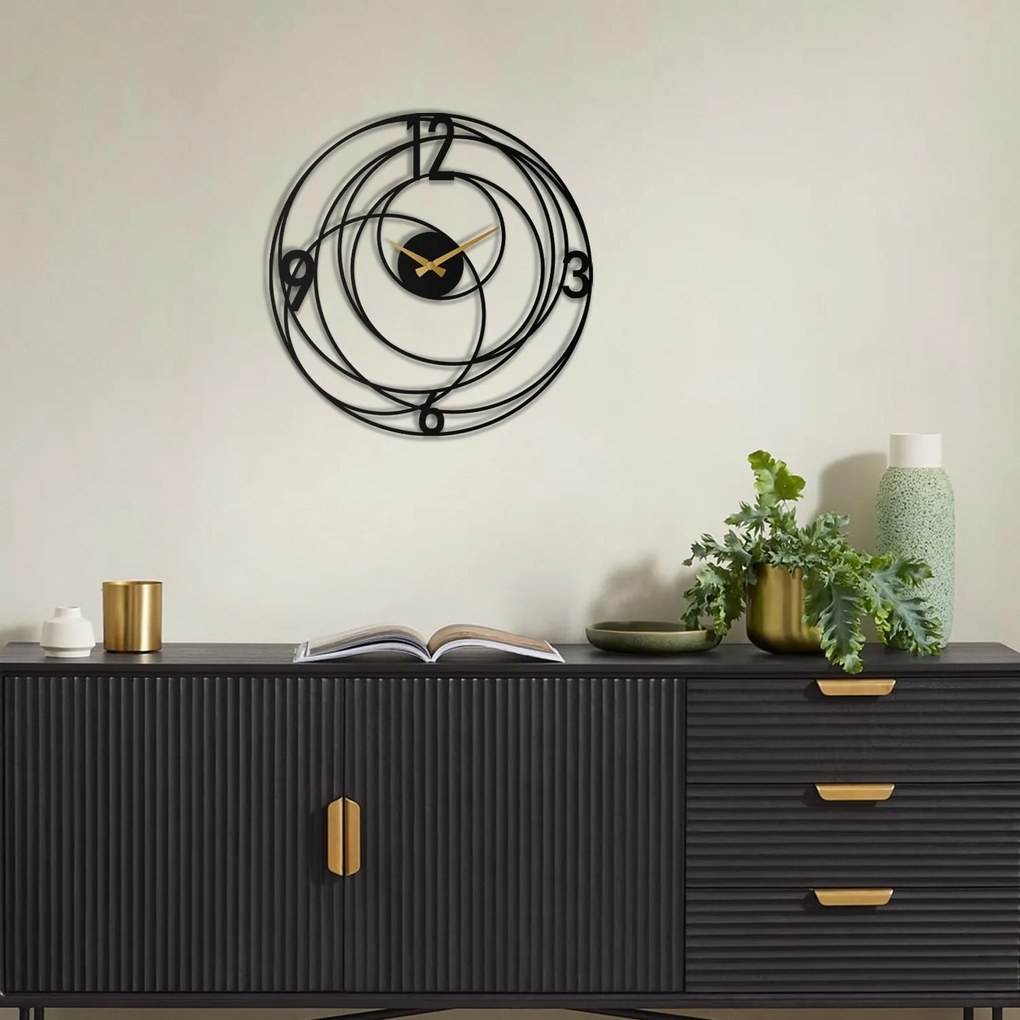 Nástenné kovové hodiny Clock Big Bang čierna