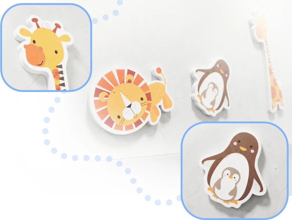 KIK Penové puzzle do kúpeľa zvieratká, 18 ks