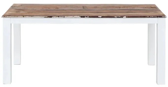 furniture-nabytek.cz - Masívny jedálenský stôl Perth z recyklovaného dreva, lakovaný, biely s farebnými prvkami – 180×90 cm