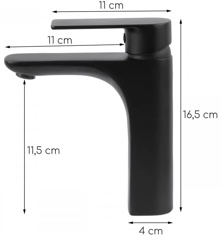 Erga Remi, umývadlová batéria h-165, čierna matná, ERG-YKA-BU.REMI36-BLK