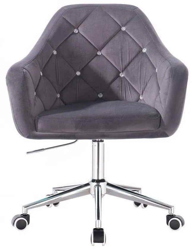 LuxuryForm DESIGN Kreslo ROMA VELUR na striebornej podstave s kolieskami - tmavo šedé