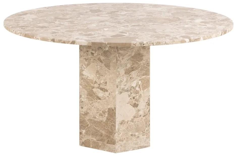 Svetlohnedý mramorový okrúhly jedálenský stôl ø 130 cm Naxos – Actona