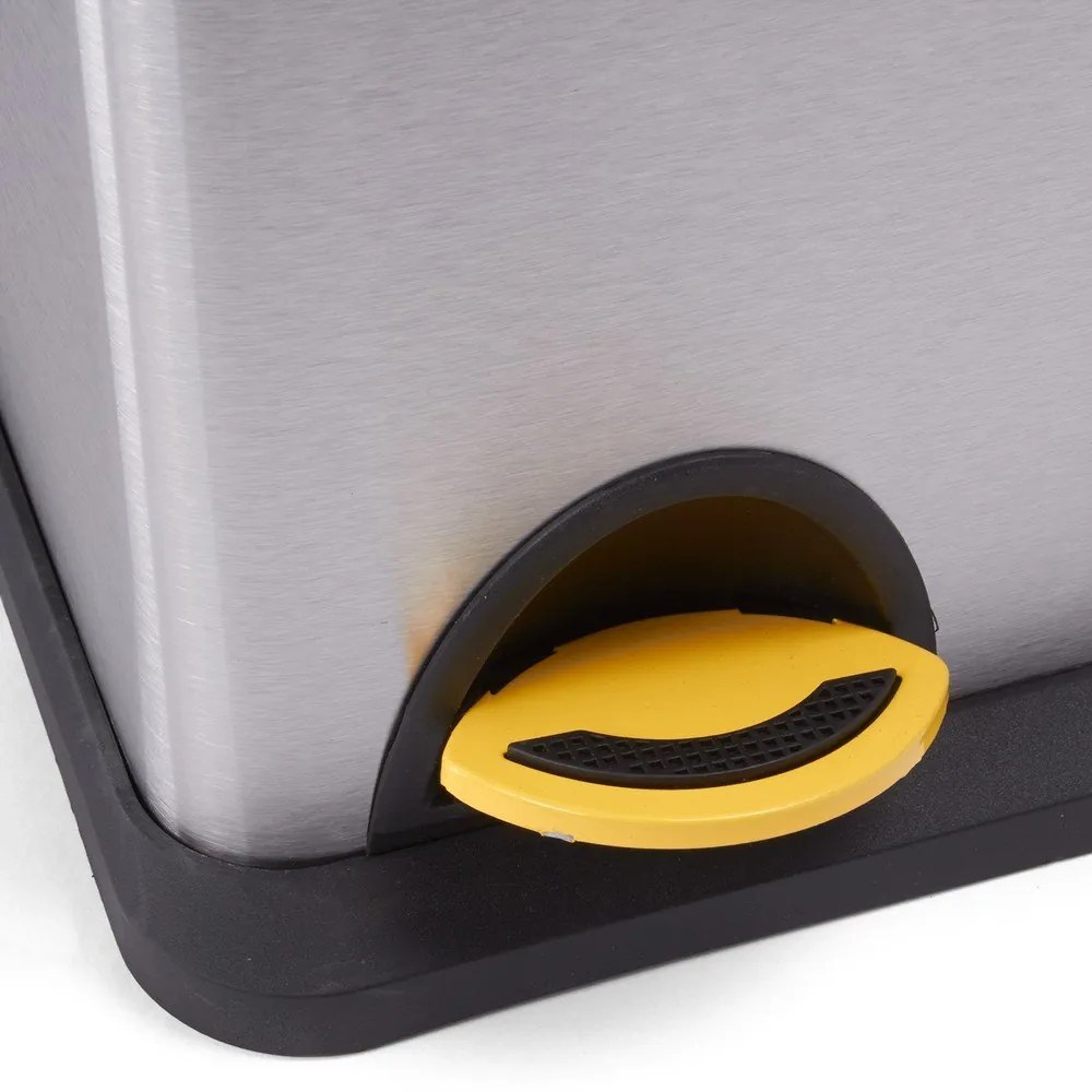 Oceľový odpadkový kôš 18+8 l na triedený odpad/nášľapný v matne striebornej farbe Tri Selectif – MSV