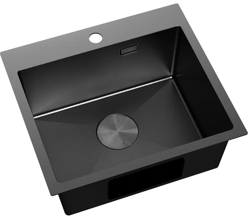 Mexen Solix, 1-komorový nerezový drez 500 x 450 mm, čierna, vzor voština, 6402501000-70HC