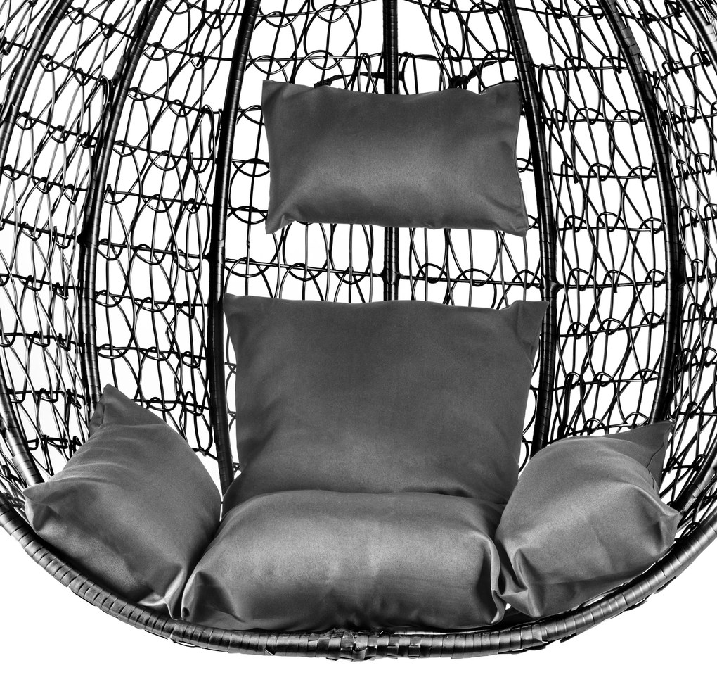 Čierne závesné kreslo KOKON so stojanom