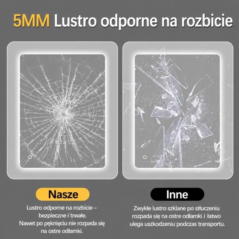 Erga Kalami, bezrámové LED zrkadlo s vyhrievaním a dotykovým ovládaním, 80 × 60 cm, ERG-YKA-MR.KALAMI-60X80