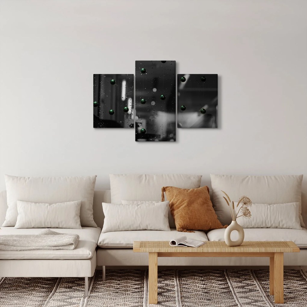 Abstraktný obraz - zelené guličky (90x60 cm)
