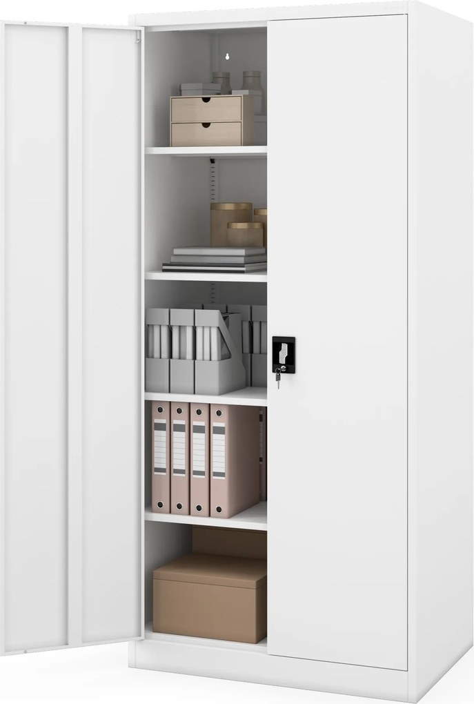 Uzamykateľná skriňa na dokumenty biela JAN H D600 900 x 1950 x 600 mm