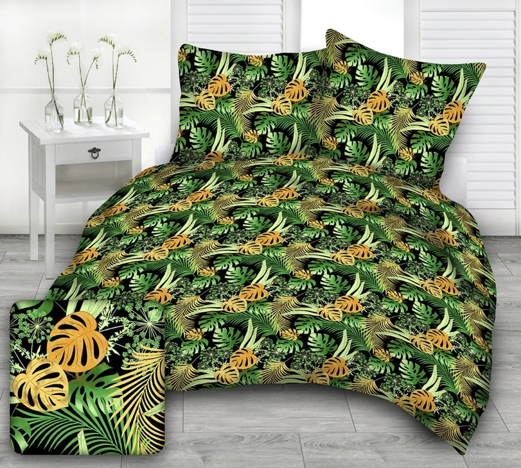 Monstera Green bavlnené obliečky DeLuxe Rozmer obliečok: 140x200 cm, Obsah balenia: Set Balenie