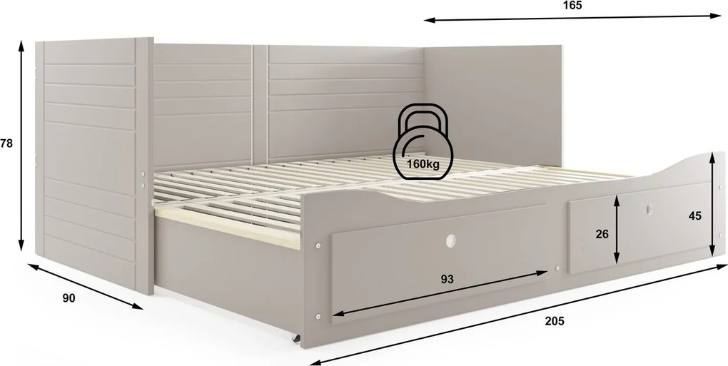 Rozkladacia posteľ HERMES 2 200x80 kašmírová