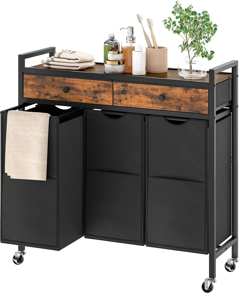 Koš na prádlo Vasagle Boro 130,2 L černý/hnědý