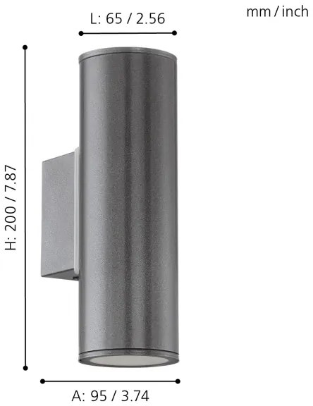 Eglo 94103 - LED vonkajšie osvetlenie RIGA 2xGU10/3W/230V