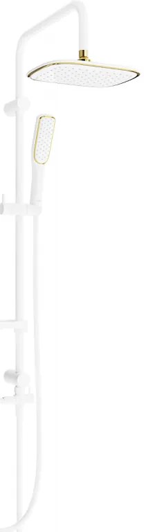 Mexen sprchový stĺp X49 s hornou a ručnou sprchou hlavicou, biely / zlatý - 798494991-25