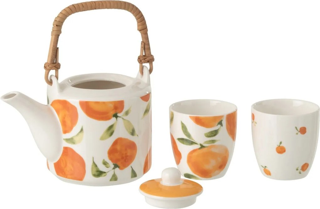 Čajová sada s kanvičkou a 2 hrnčekmi Casa Naranja - 16*11*12 cm / 600 ml