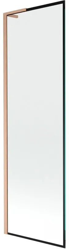 Mexen Next L, 1-krídlová vaňová zástena 60 x 150 cm, 6mm číre sklo-čierny vzor, medený profil, 895-060-000-03-70-65