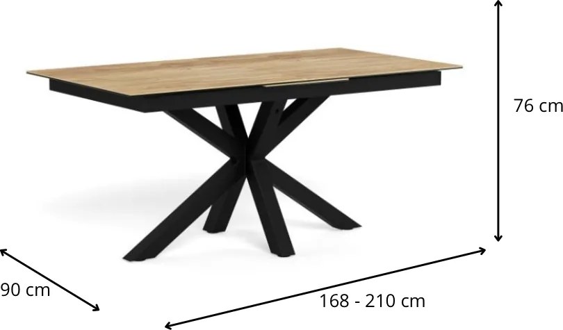 Jedálenský rozkladací stôl Heaven 168/210 cm dub divoký/čierny