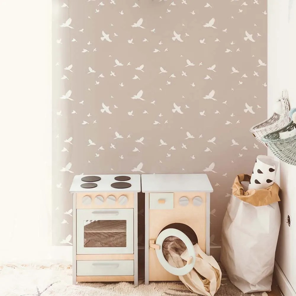 Tapeta vtáčia obloha púdrovo ružová 280x50cm