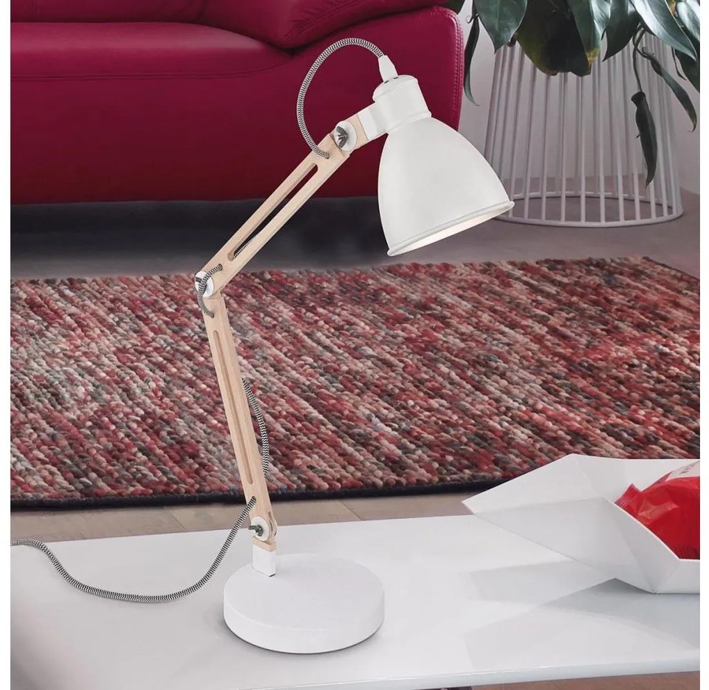 Eglo 901294 - Stolná lampa TORONA 1 1xE14/28W/230V biela