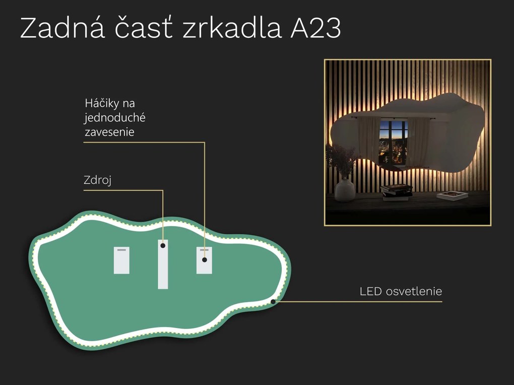 Organické LED zrkadlo s osvetlením A23 60x32