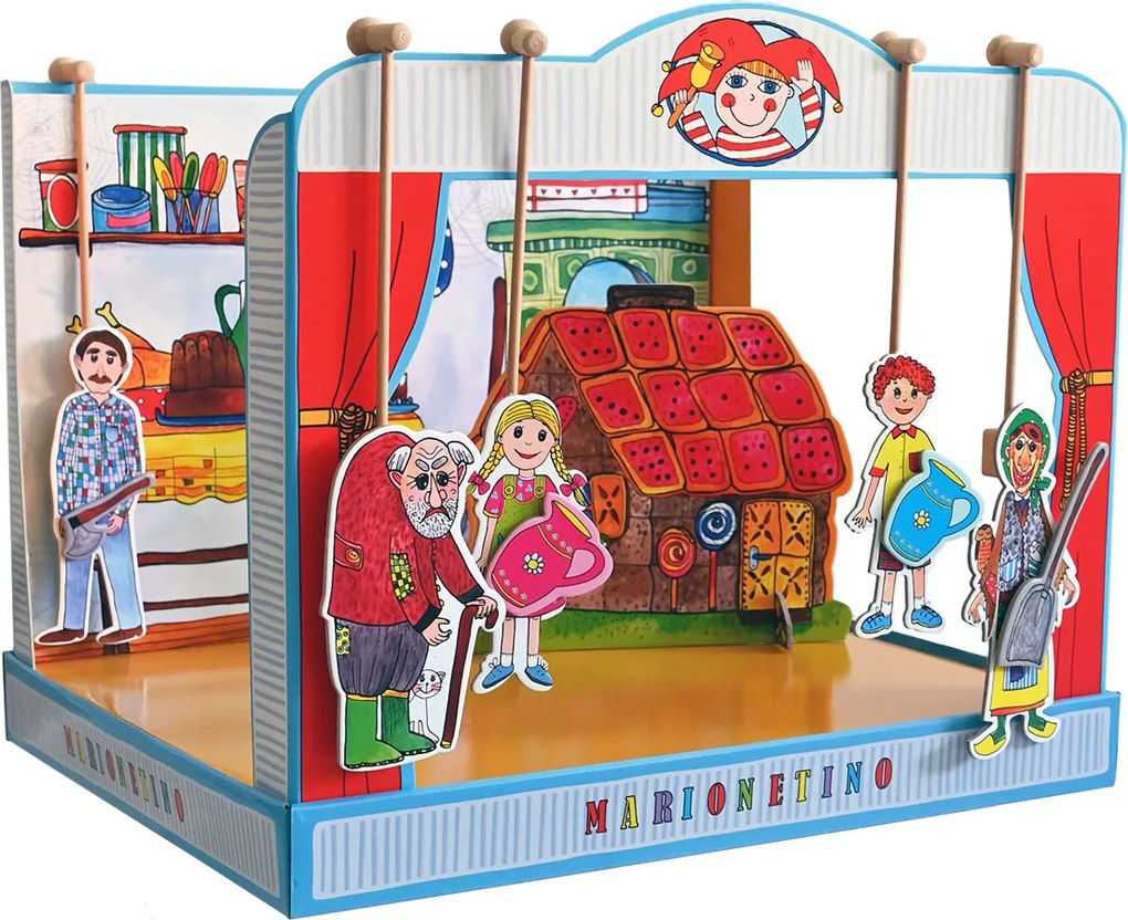 MARIONETINO Bábkové divadlo – Červená Čiapočka a Janko a Marienka (kompletný set, 9 bábok)