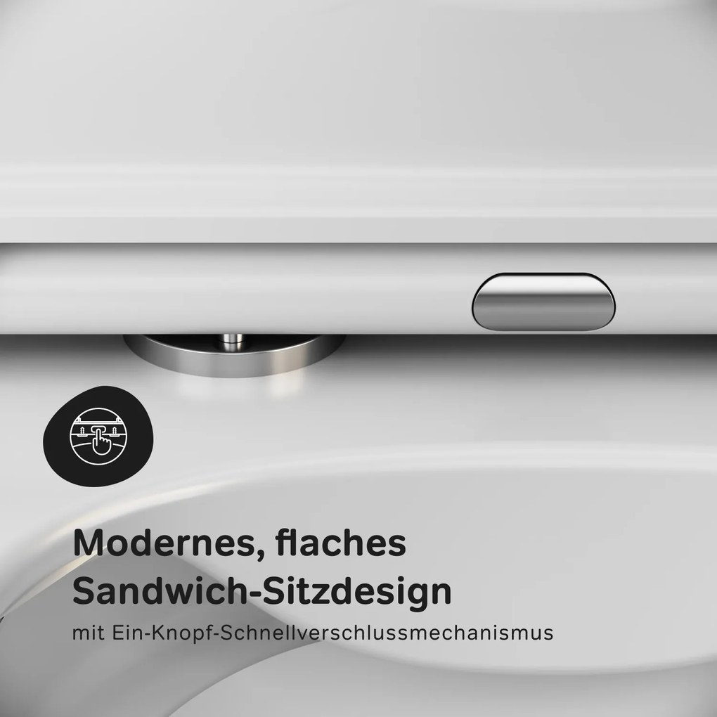 Toaletný set s inštaláciou AM.PM IIS90251.FA1700 bezokrajové, so sedadlom microlift, chróm mechanické tlačidlo na splachovanie