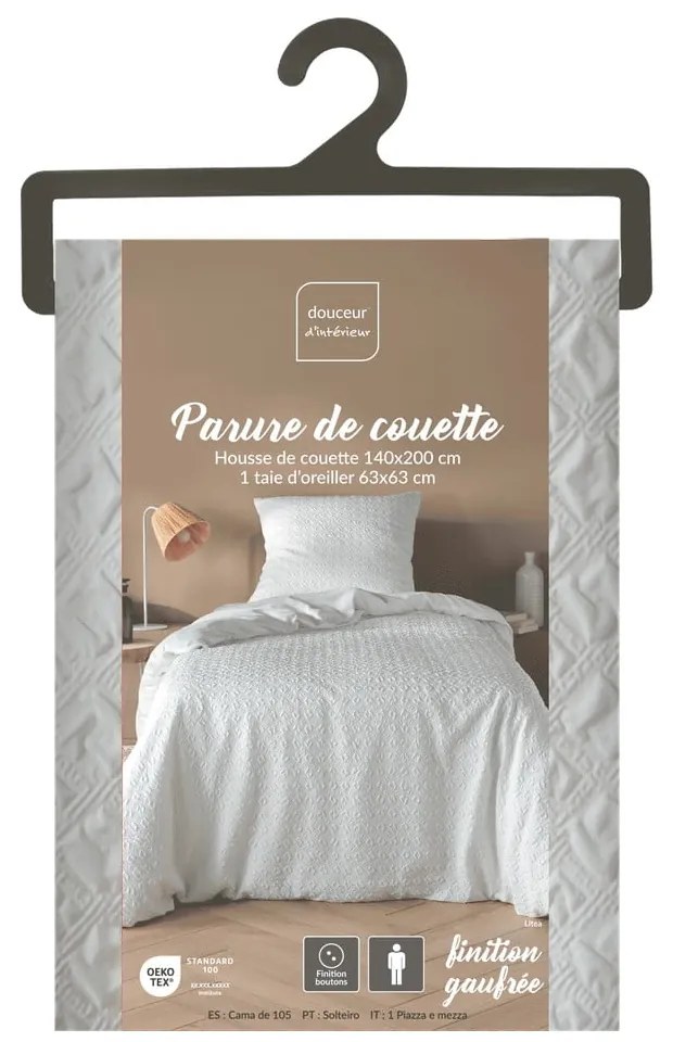 Biele obliečky na jednolôžko z mikrovlákna 140x200 cm Litea – douceur d'intérieur