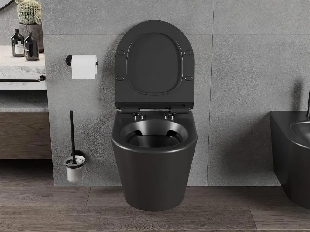 Závesný WC set MEXEN RICO 35 cm s doskou v2 čierny