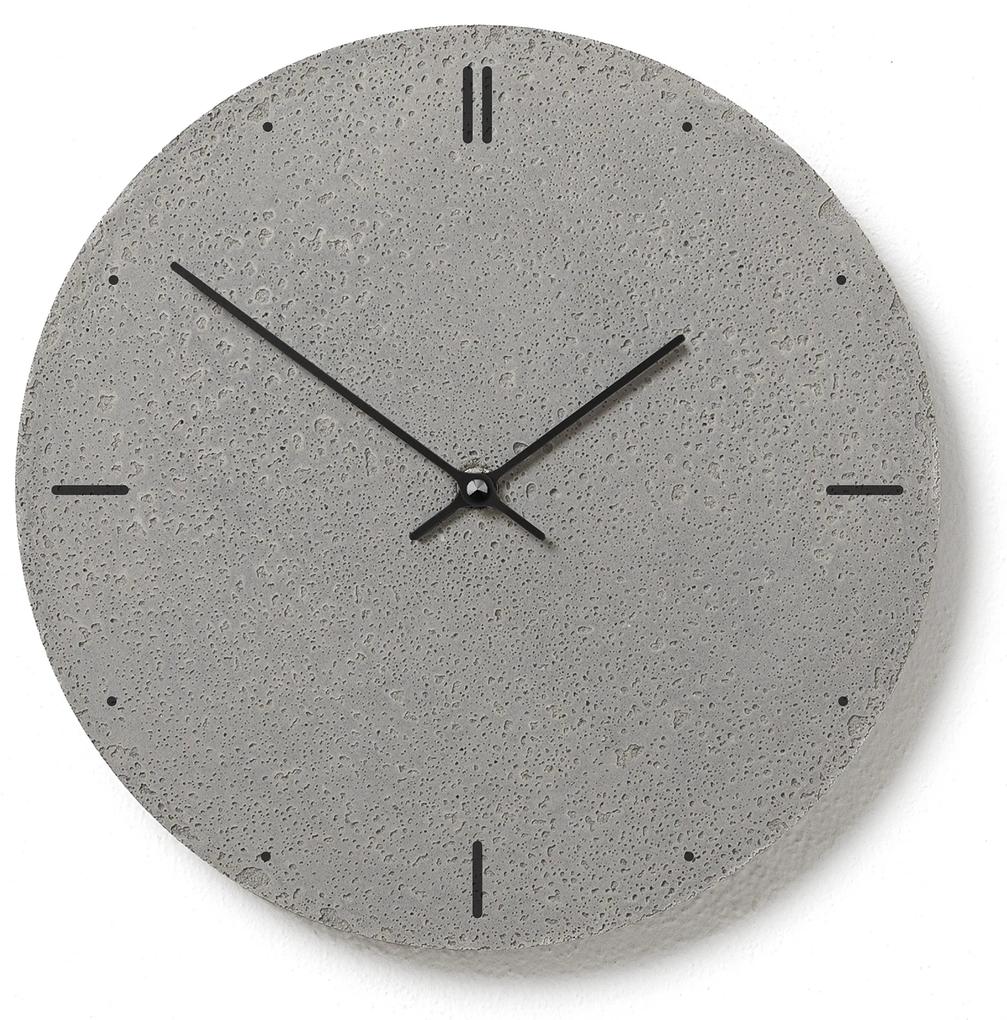 Nástenné betónové hodiny CLOCKIES s ciferníkom, 29cm, okrúhle, šedé
