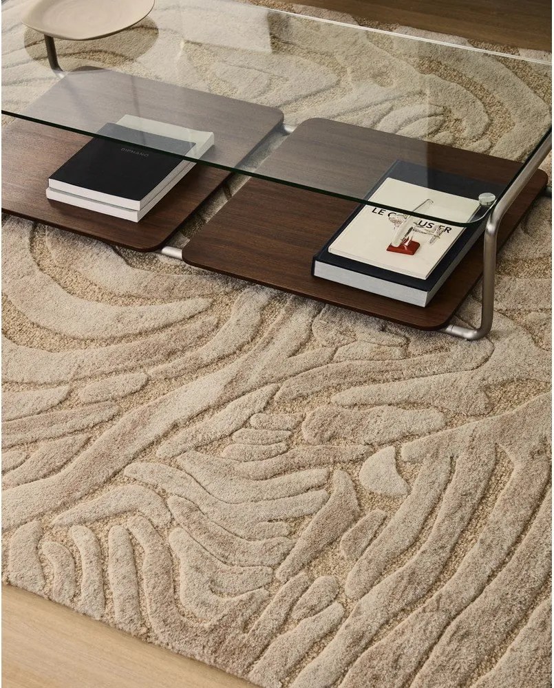 Béžový ručne tkaný koberec s prímesou vlny 160x230 cm Tribet – Kave Home