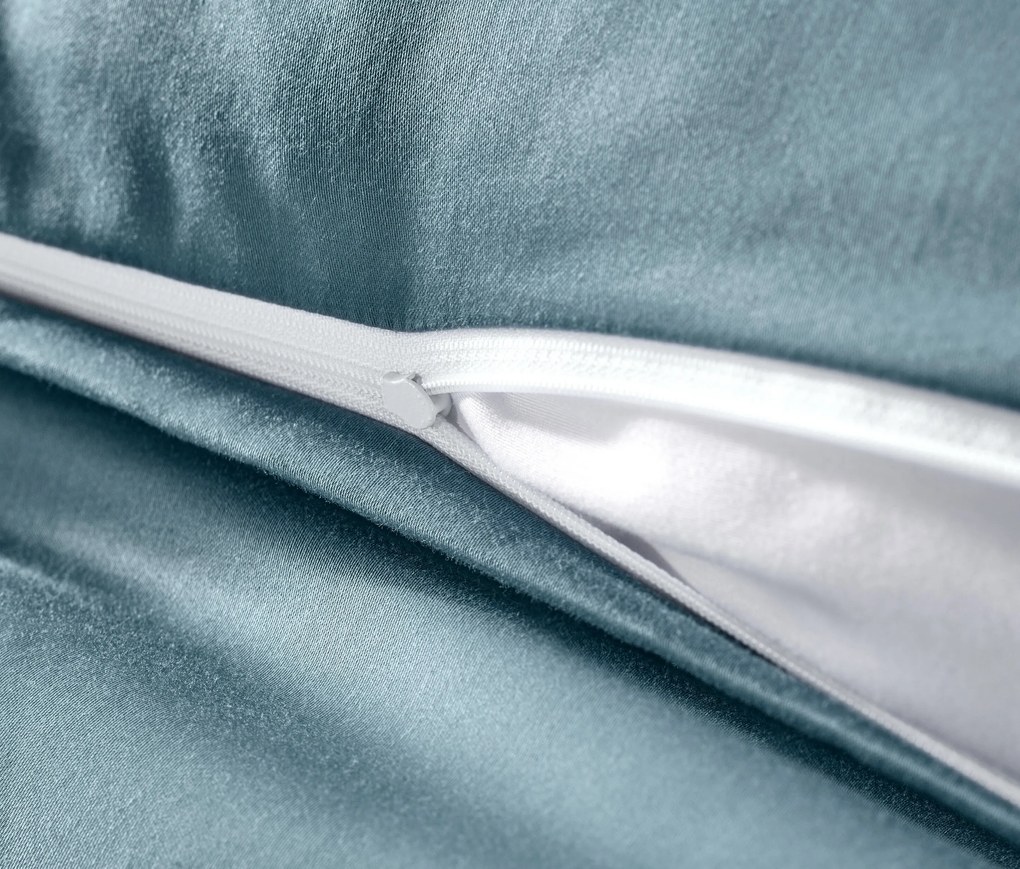 Posteľná bielizeň z bavlny a saténu, modrá, štandardná veľkosť