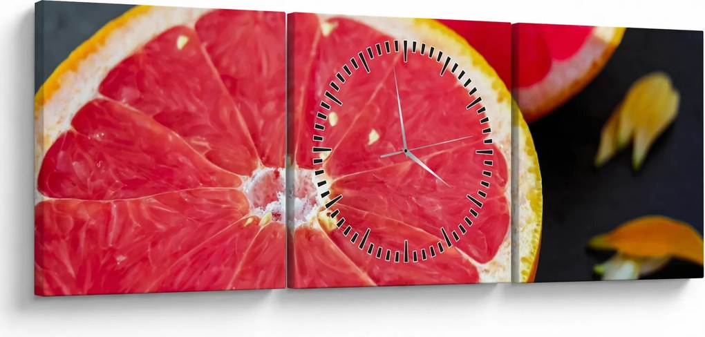 Obraz rozkrojených grapefruitov (s hodinami) (90x30 cm)