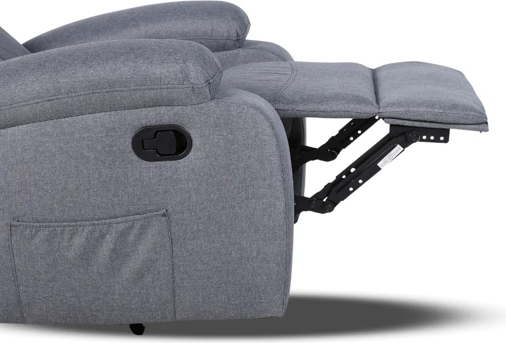 Relaxačné polohovacie TV kreslo VITO — látka, sivá, nosnosť 130 kg