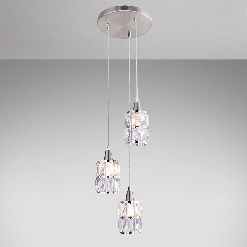 Závesná lampa 15760-3 chrómový kryštál LW3
