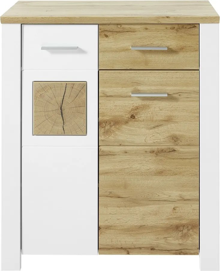 Úložná komoda/ botník Materio, dub/biela