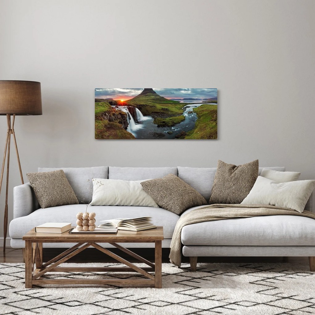 Obraz - Kirkjufell pri západe slnka (120x50 cm)