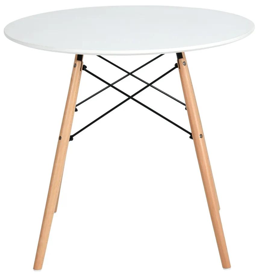 Kondela Jedálenský stôl, biela matná/buk, priemer 120 cm, DEMIN